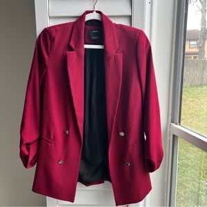 Bershka Basic Regular Fit Blazer burgundy